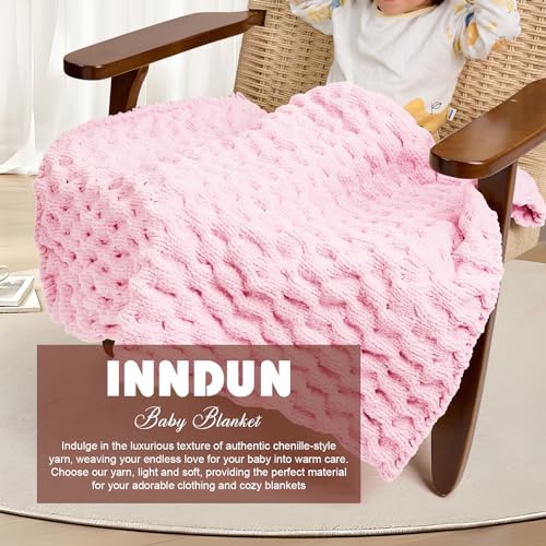 Image of INNDUN Blanket Yarn 3 Pack of 100g /3.5oz - Pink Chenille Yarn 6 Super Bulky - Knitting, Crocheting & Crafts Chunky Yarn
