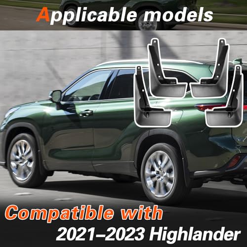 Image of 2021 Highlander Mud Flaps Mud Guards Compatible with Toyota Highlander 2021-2024 Splash Guard No Drilling Required All Weather Mudflaps(Set of 4)