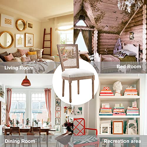 Nrizc French Country Dining Chairs Set Of 4, Farmhouse Dining Chairs With Square Rattan Back, Solid Wood Legs, French Bistro Chairs For Dining Room/Living Room/Kitchen/Restaurant #TOP6