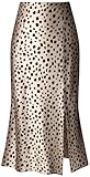 Keasmto Leopard Print Skirts for Women Midi Long High Waisted Satin Silk Trendy Summer Animal Party Aline Casual Side Split Hem Sexy Slit Skirt Cheetah M