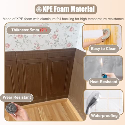 Papier peint autocollant pour plafond dalles effet bois marron