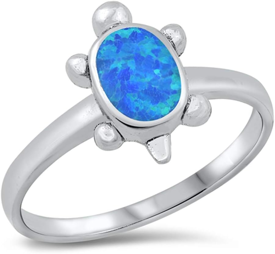 CHOOSE YOUR COLOR Sterling Silver Turtle Ring