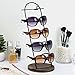 MyGift 5 Tier Black Metal Sunglasses Display Stand Rack Jewelry Organizer Holder for Sunglasses, Eyewear, Glasses with Round Burnt Wood Base