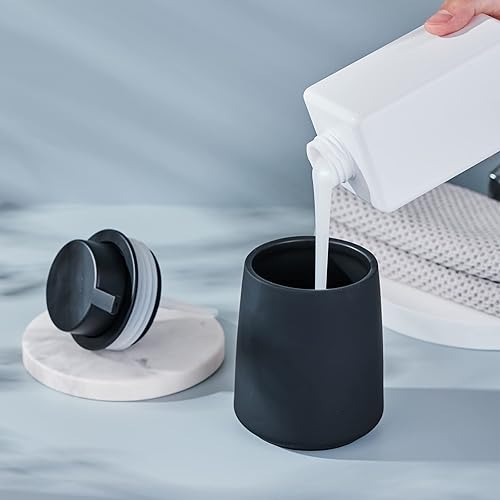 Miniatura 4 de Dispensador de jabón negro de 12 onzas, dispensador de jabón de manos de loción de cerámica para baño con bomba fácil de presionar, moderno