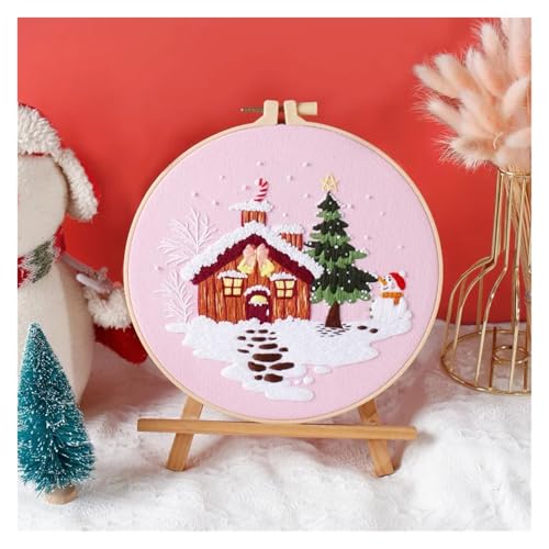 Kit de broderie au point croix débutant NingBright canevas imprime Noel C3