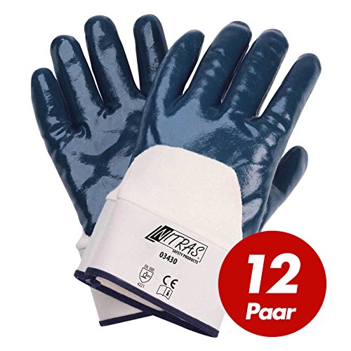 Preisvergleich Produktbild Nitrilhandschuhe 03430 3 / 4 Beschichtung Arbeitshandschuhe Gartenhandschuhe Handschuhe - 12 Paar, Größe:8 (M)
