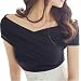 Maggie Tang Off Shoulder Trendy Fitted Cross Modal Blouse Top T-shirt Black Size M