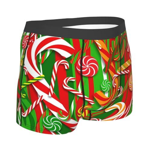 Men's Underwear Christmas Candy Cane Pattern Moisture-Wicking Boxer Briefs3