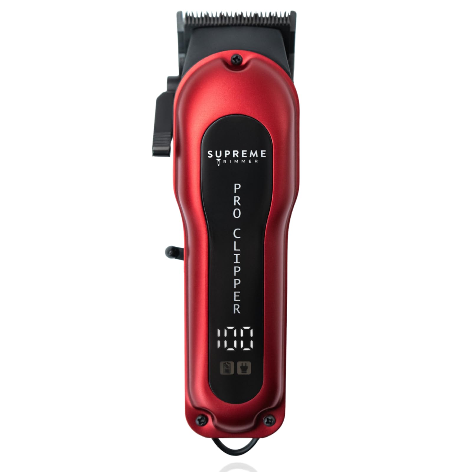 Supreme Trimmer Pro Clipper All Metal w/Fade Blade | 300 Min Run Time Professional Clipper Set, Cordless Beard Trimmer | STC5030 Red