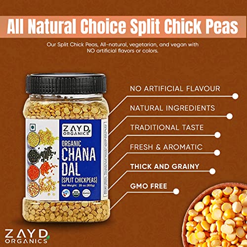 Zayd Organics Toor Dal, Indian Split Yellow Pigeon Peas, Usda Organic, 1.75Lbs (800G) #TOP5