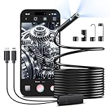 [Dual-Lens] Endoscope Camera with Light, 1920P HD Borescope with 8+1 Adjustable LED Lights, IP67 Waterproof Inspection 16.5FT Semi-Rigid Snake Camera for iPhone, iPad and Android Phone