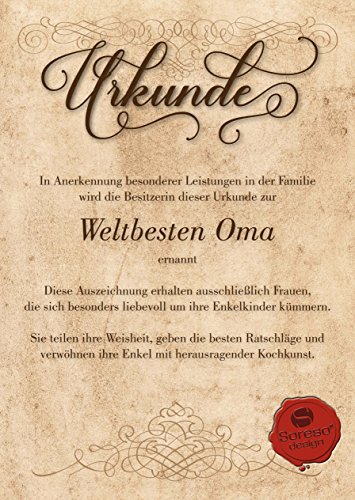 Urkunde für die Weltbeste Oma :: Geschenkkarte zum Geburtstag Weihnachten Muttertag für die beste Großmutter Cover