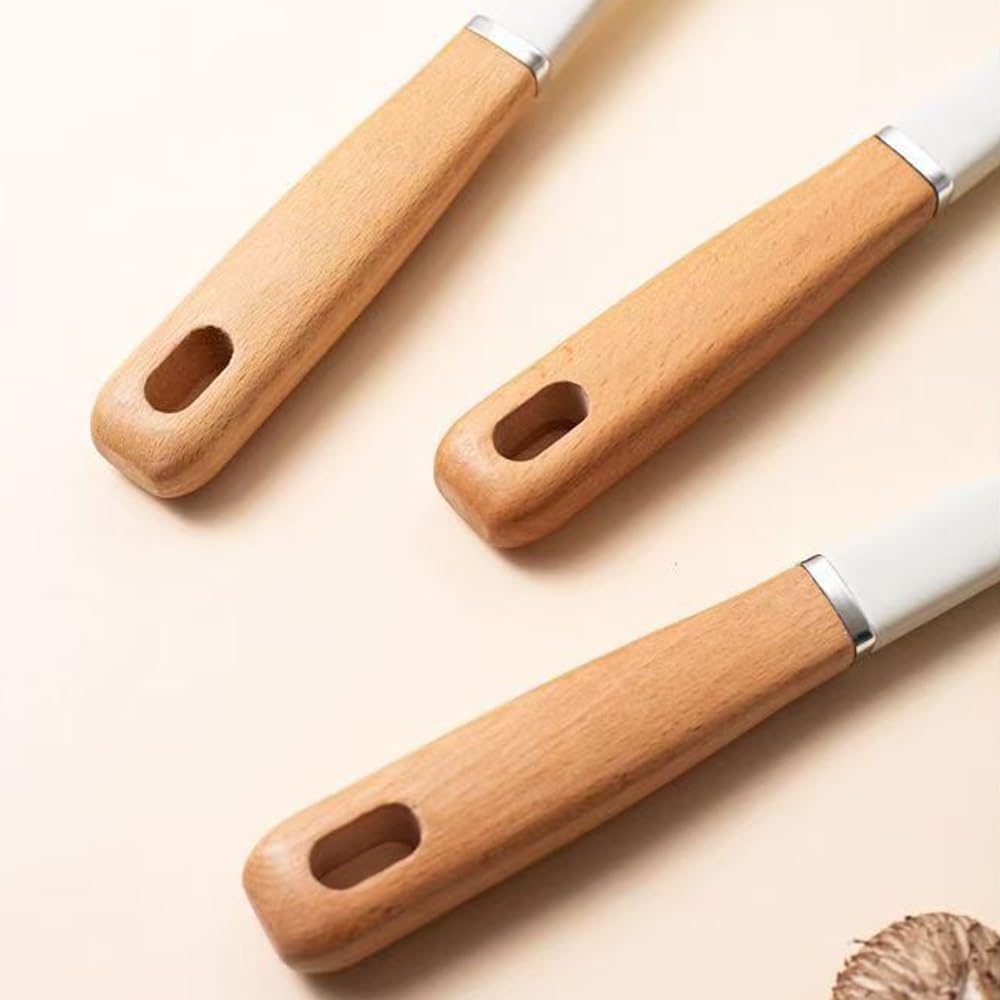 Kitchen Cooking Utensils Set with Rotating Stand, 7 PCS Silicone Utensils Set for Cooking, Heat Resistant, Kitchen Utensils with Wood Handle & Stable Holder