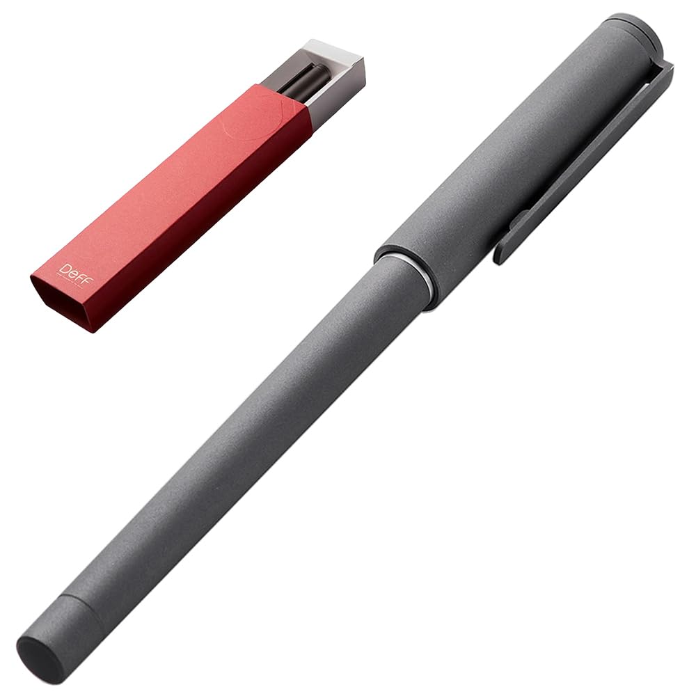 Deff DEEF Premium Ballpoint Pen Men and Women Gift Set with Wrapping Bag, Oil-based, Water-Based Business Refill Pen Jacket, Aluminum, Charcoal Black : Office Products