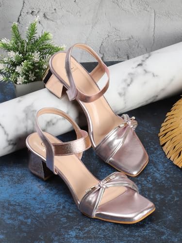Image of Carlton London Women Stylish Fashion Embellished Sandals for Outdoor, Party, Wedding and Holidays with Block Heels
