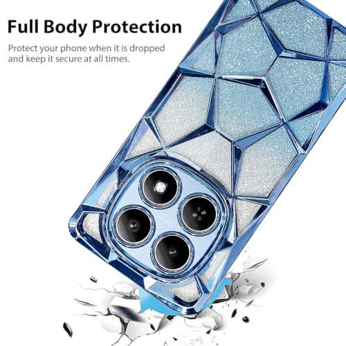 Image of VONZEE Gradient Glitter Case for Redmi Note 15, Luxury Electroplated 3D Cube, Diamond Bling Shiny Soft TPU Clear Shockproof Women Girls Protective Phone Cover (Sierra)