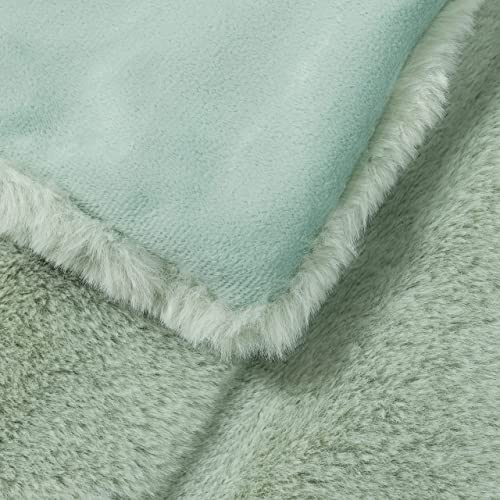 Cozy Bliss Luxury Super Soft Striped Faux Fur Throw Blanket For Couch, Size, 60"X80" Green, Extra Soft, Fluffy, Warm, Anti-Static, Plush Blanket For Sofa Bed Living Room Bedroom Car (Stripe-Green) #TOP3