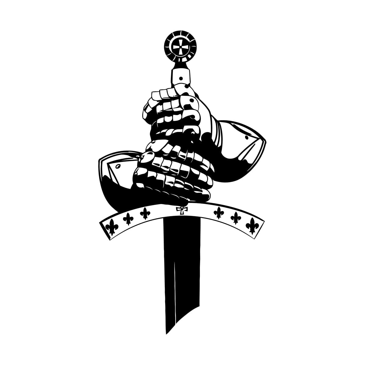 Wall Vinyl Sticker Decor Knight Warrior Hands Sword Middle Ages 48x84.2cm Do not Damage the wall Surface Large Black