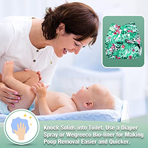 Image of wegreeco Cloth Diapers 6 Pack with 6 Inserts & 1 Wet Bag, Washable Cloth Diapers for Babies, One Size Adjustable Reusable (Rainbow, Horse)