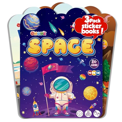 Reusable Sticker Books for Toddlers 2-4 Years - Travel Toys for Toddlers 1-3,Gifts for 2 Year Old Girls | Arts and Crafts Activities - Stocking Stuffers for Kids - Puffy Stickers Coloring Books