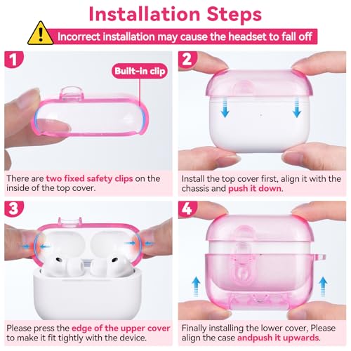 Image of for AirPods Pro 3 Case 2025 with Safety Lock,Clear Pink | Clear Case with Phone Stand & Cleaner Kit,Cute Floral Chain for Women Girls,Soft TPU Protective Cover,Shockproof