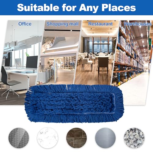 Image of iDeaology 4 Pack - 24-Inch Washable Dust Mop Heads - Full Cloth, Extra Durable, Easy Button - No Clinging to Hair or Fur, Easy to Use Replacement for Commercial and Home Cleaning