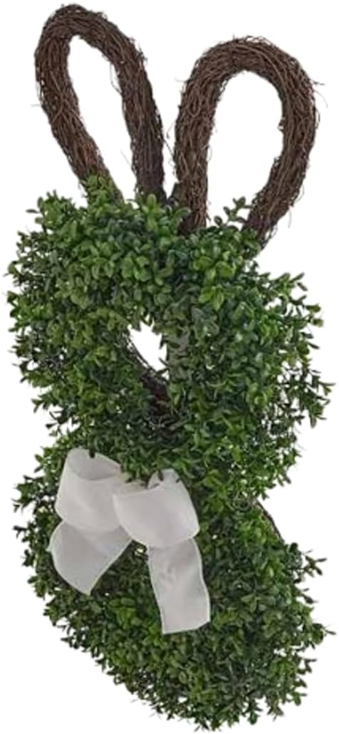 Decorative Boxwood Bunny Door Hanger for Seasonal Home Display, 1 Piece