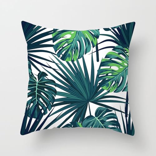 Funda Cojin 60x60 Hoja Verde Funda Almohada Tejido Suave Poliéster Cojines Sofa Cama Lavable Transpirable Cojines Decorativos para Hogar Sofá Dormitorio Coche
