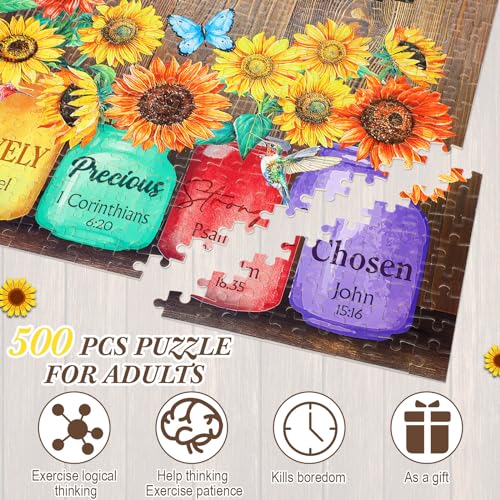 Rompecabezas cristiano de 500 piezas para adultos, con versículo bíblico inspirador, regalos religiosos para mujeres, decoración para pared estilo granja miniatura 5