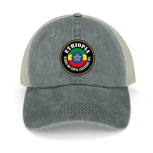 Yelolyio Casquette d'extérieur en maille pour homme Casquette de baseball The Greatest Place On Earth Casquettes en coton Éthiopie Drapeau Éthiopie Casquettes de baseball Chapeaux de pêche Casquettes