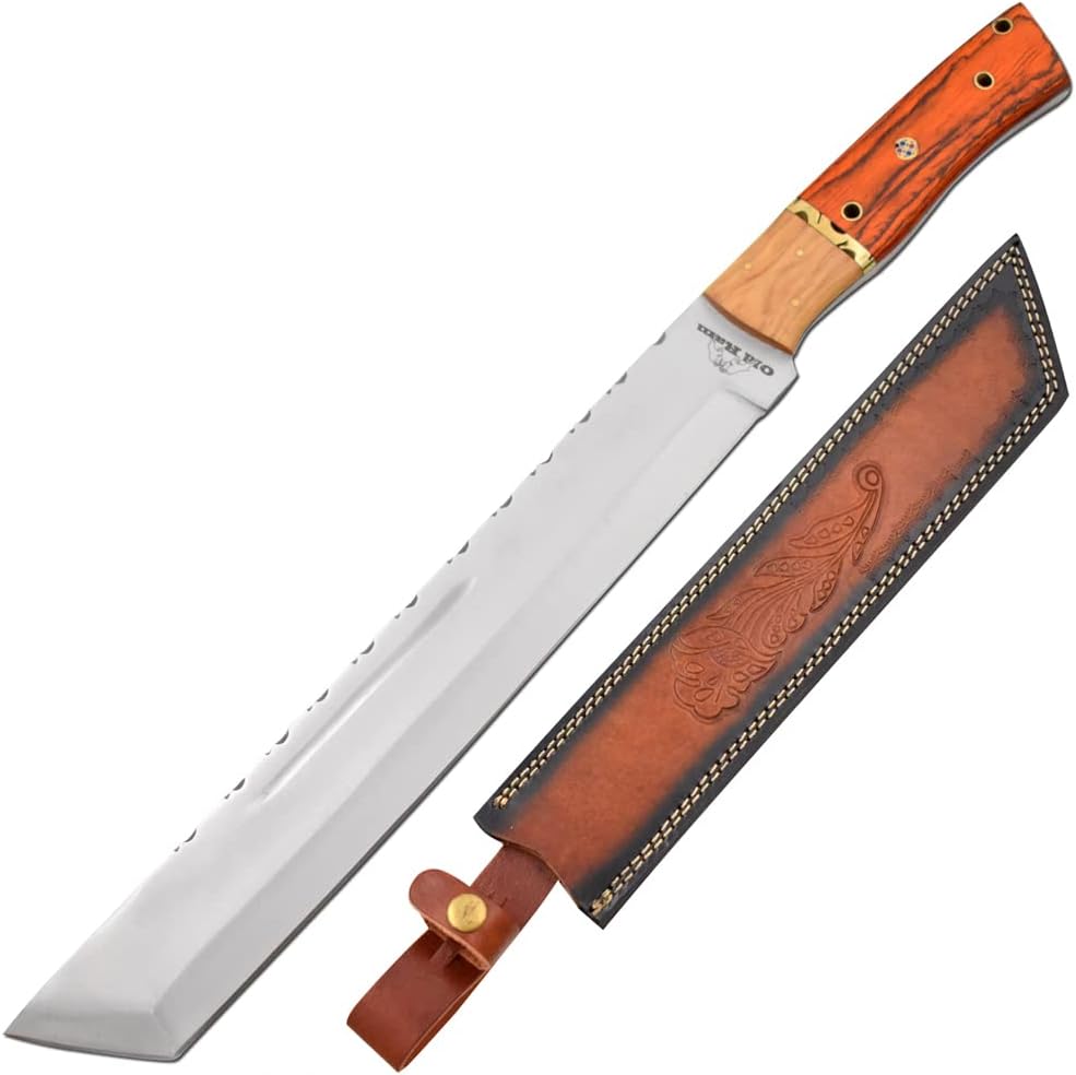 Custom Handmade Fixed Blade Full Tang 1075 High Carbon Steel Blade Hunting Machete for Cutting & Gardening