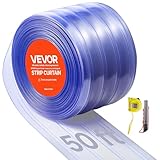 VEVOR Clear PVC Strip Curtain, 50 ft Length x 8 in Width, Ribbed Plastic Door Strip Bulk Roll, Walk in Freezer Cooler Curtain Strips for Doorways of Supermarket, Garage, Warehouse, Pet Animal House