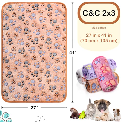 Image of 4 Pcs Waterproof Guinea Pig Blankets Washable Small Animal Fleece Bedding Absorbent Guinea Pig Cage Liners Reusable Pet Pee Pad Sleep Mat Pad Cover for Hamster Ferret (Paw Print, 28 x 41 Inch)