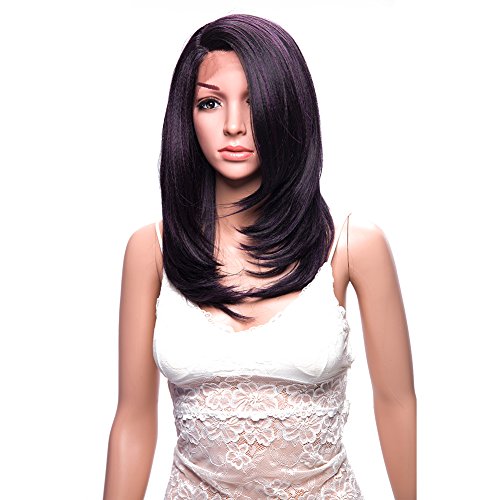 Purple Wig Lace Front Wigs for Women Synthetic Yaki Straight L Part