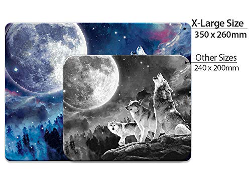Extra Large (X-Large) Size Non-Slip Rectangle Mousepad, Fincibo Wolf Pack Moon Mouse Pad For Home, Office And Gaming Desk #TOP4
