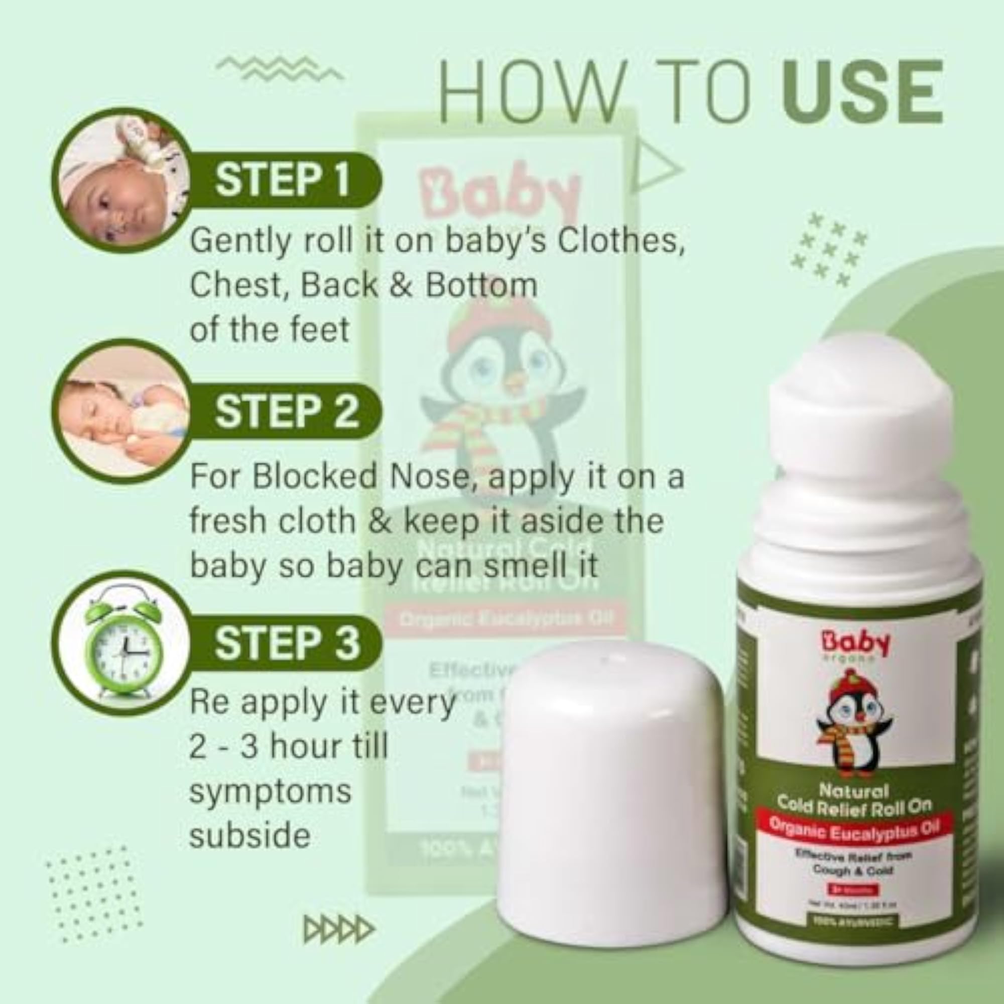 Babyorgano Ayurvedic Cold Relief Roll-On, Pack of 3