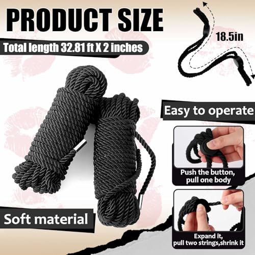 Image of Tisancy 4 Pcs Multifunctional Craft Cord Kit with 2 Soft Silk Macrame Cords and 2 Adjustable Nylon Rope, 32.81 ft Twisted Trim Cord for DIY Crafts and Home Decoration(Black)