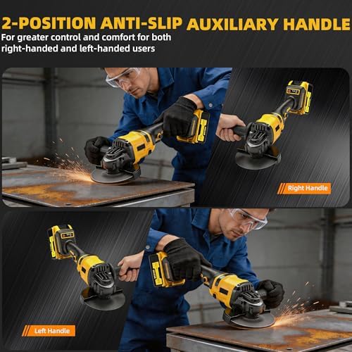 Cordless Angle Grinder: Brushless Angle Grinder with 2X Batteries&Charger, Power Angle Grinders for Cutting, Rust Removal, Grinding, and Polishing - 2