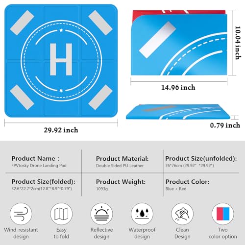 Image of FPVtosky Nighttime Reflective Drone Landing Pad, Fast-fold Double Sided Waterproof Landig Pad Weighted for DJI Mini 5 Pro / 4 /3 Pro /Mini 4k / Mavic 4 / Air 3s / Avata 2 / Neo /Flip(30 in)