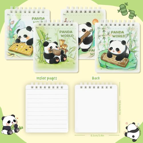 Lot de 6 mini carnets à spirales panda et ours lignés pour notes et petits mémos
