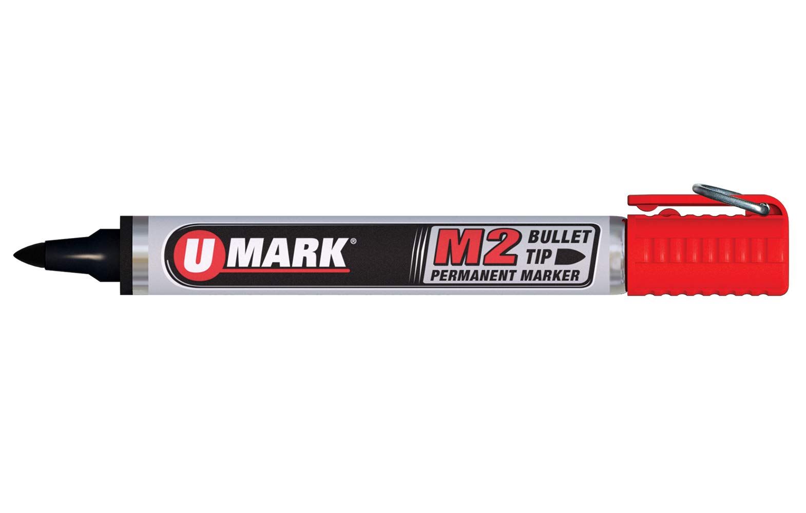 U-Mark M2 Bullet Tip Permanent Marker 12 Pack (Red, With Ring)