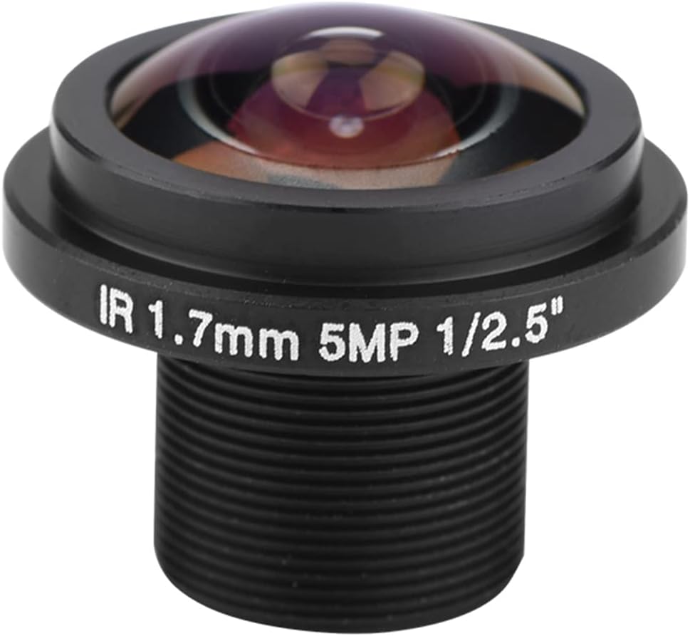 JTLB Wide Angle Fisheye Security Camera Lens, 5MP, 185 View, 1.7mm Focal Length, F2.0 Aperture, C-Mount Compatible