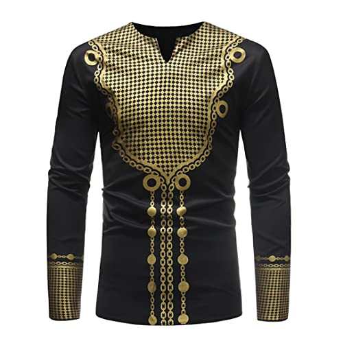 Chemise hipster africain homme noire en coton premium L