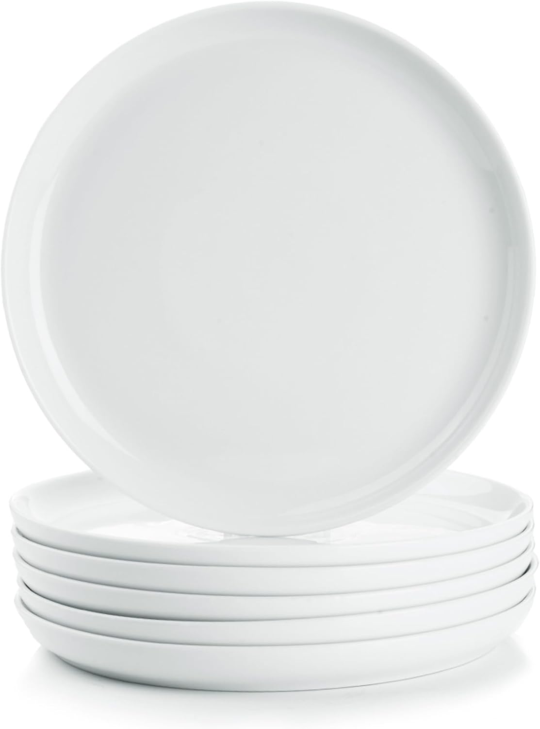 WishDeco White Salad Plates Set of 6, Porcelain Dessert Plates 8 Inch