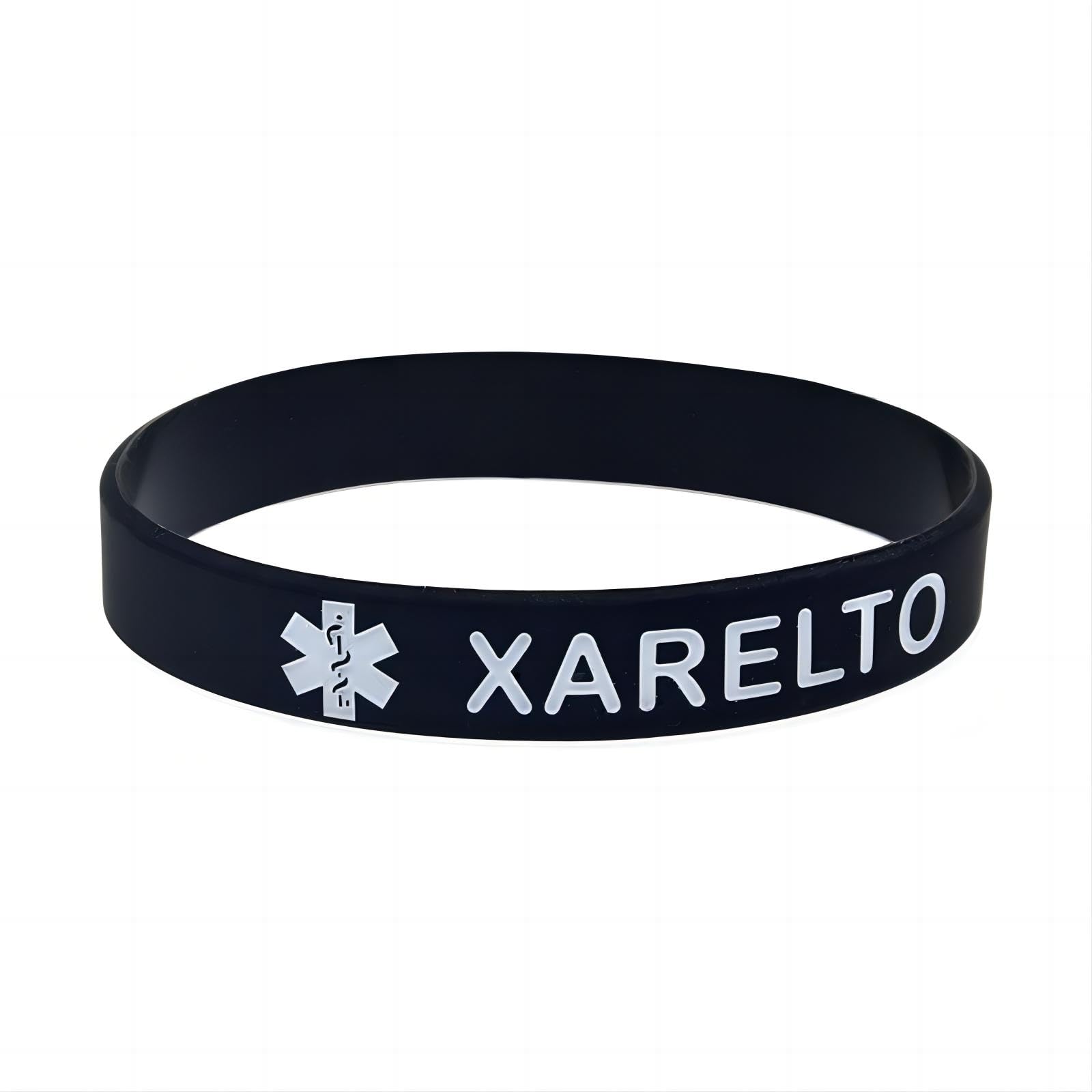 Pulseras de silicona XARELTO de alerta médica, elásticas, para hombres y mujeres, talla única