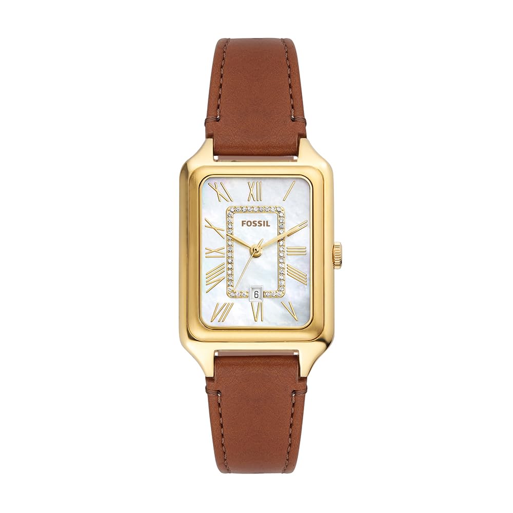 Fossil Raquel Watch for Women, Quartz Three Hand Movement with Leather Strap