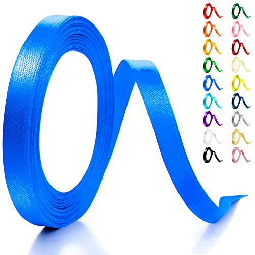 Artcut Blue 10mm x 22m Satin Ribbon Double Faced Fabric Ribbon for Valentines Day Gift Wrapping Romantic Anniversary Bouquets Cake Decorating and Wedding Party Favors