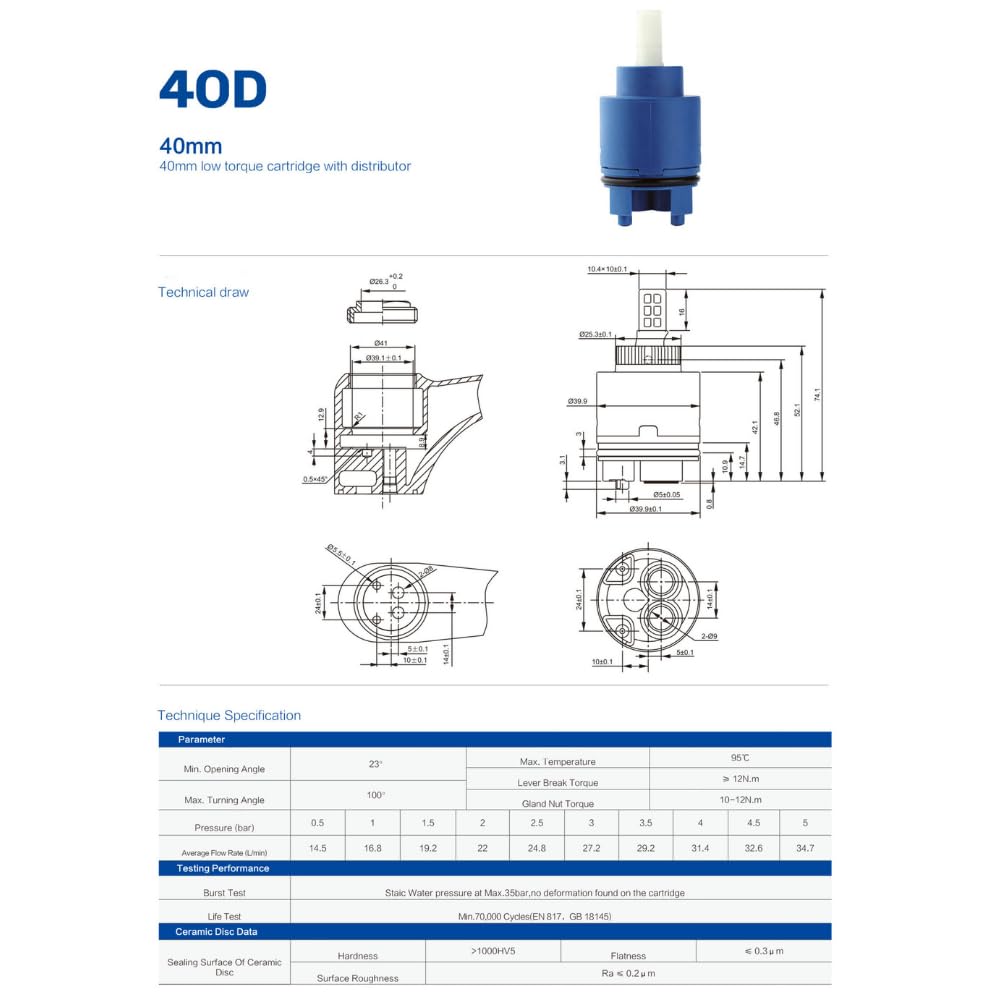 Robinet De Lavabo De Cuisine, Noyau De Valve En Céramique 25-35-40