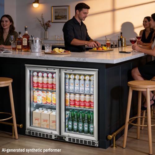Image of 7.4 Cu.Ft Back Bar Cooler, 2 Hinged Glass Doors, Stainless, ETL