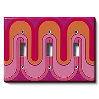 Vista 17 de Cubierta decorativa para interruptor de luz con ondas retro rojas, placa de pared de palanca individual